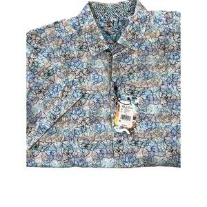NWT Robert Graham Radnor classic fit M Medium floral short sleeve shirt linen bl